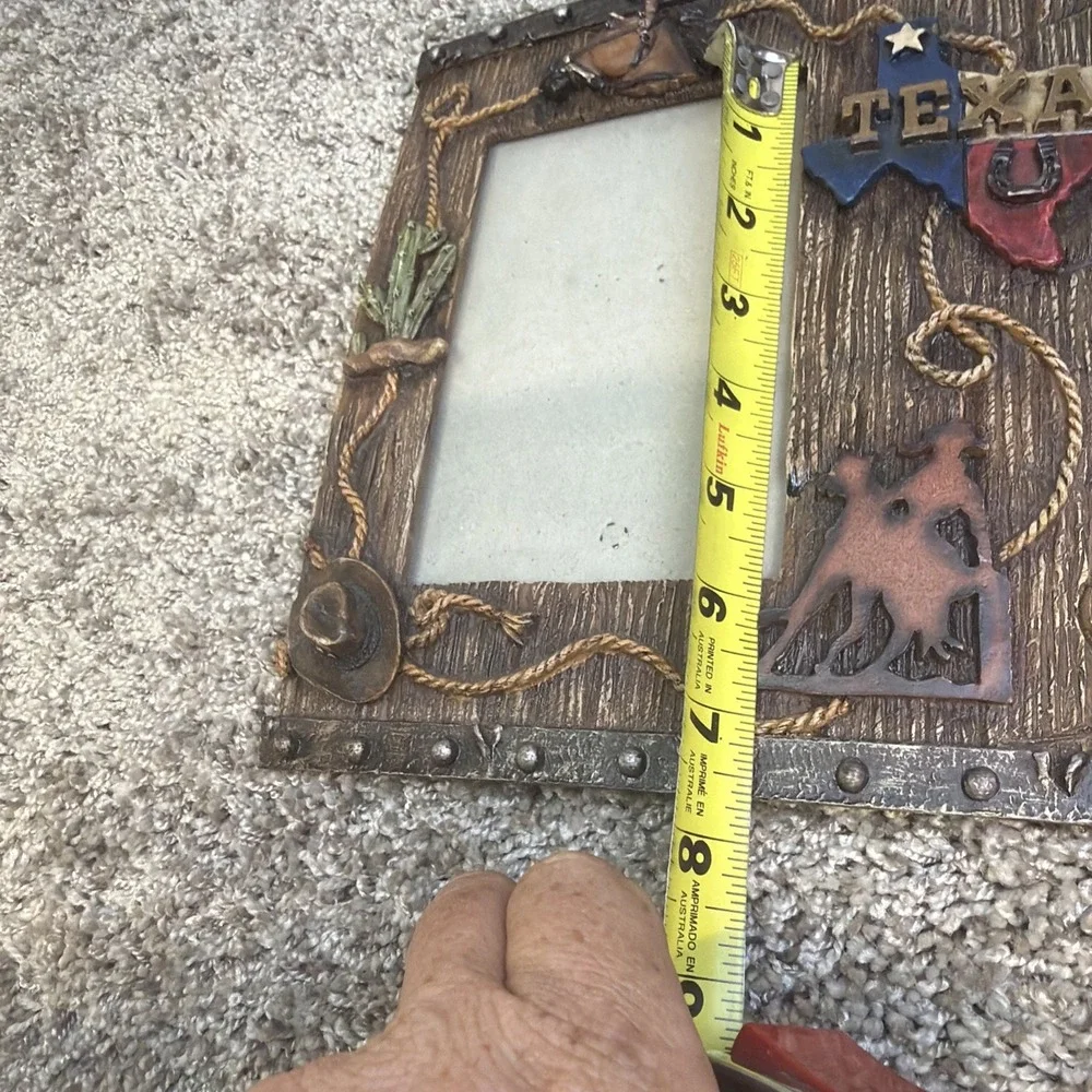 3D Cowboy Boot Hat Rope Saddle Frame Holds 4x6 Photo Table top photo frame Rare